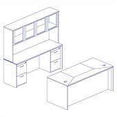 Mayline Corsica 72 Straight Front Computer Desk, Credenza, Hutch with Glass Doors, 2 Mobile Filing Cabinets and Center Drawer