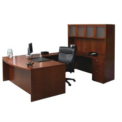 Mayline Mira Desk, Credenza, Hutch, Bridge and Two (2) Box-Box-File Pedestals