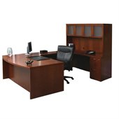 Mayline Mira Desk, Credenza, Hutch, Bridge and Two (2) Box-Box-File Pedestals