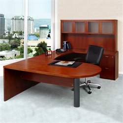Mayline Mira Wood Peninsula U-Shaped Desk Set in Cherry