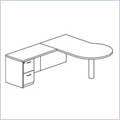 Mayline Mira Right P-Shaped Desk, Return and File-File Pedestal