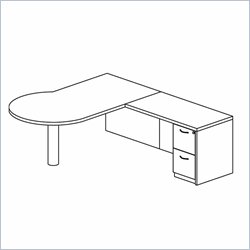 Mayline Mira Left P-Shaped Desk, Return and File-File Pedestal