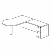 Mayline Mira Left P-Shaped Desk, Return and File-File Pedestal