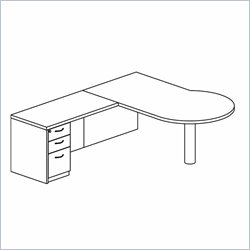 Mayline Mira Right P-Shaped Desk, Return and Box-Box-File Pedestal