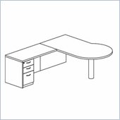 Mayline Mira Right P-Shaped Desk, Return and Box-Box-File Pedestal