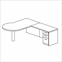Mayline Mira Left P-Shaped Desk, Return and Box-Box-File Pedestal