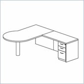 Mayline Mira Left P-Shaped Desk, Return and Box-Box-File Pedestal