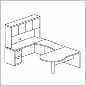 Mayline Mira Right P-Shaped Desk, Credenza, Return, Hutch and File-File Pedestal
