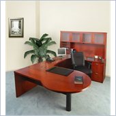 Mayline Mira Left P-Shaped Desk, Credenza, Return, Hutch and File-File Pedestal