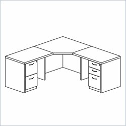 Mayline Mira Corner Table, Two (2) Returns, Box-Box-File Pedestal and File-File Pedestal