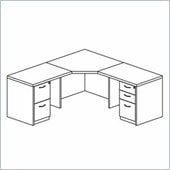 Mayline Mira Corner Table, Two (2) Returns, Box-Box-File Pedestal and File-File Pedestal