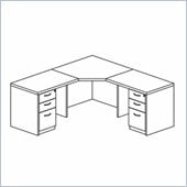 Mayline Mira Corner Table, Two (2) Returns and Two (2) Box-Box-File Pedestals