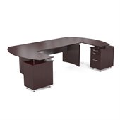 Mayline Napoli 63 Desk with 2 Curved Single Pedestal Returns and Center Drawer