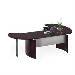 Mayline Napoli 72 Desk with Curved Single Pedestal Extension and Center Drawer-Sierra Cherry