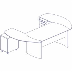 Mayline Napoli 72 Desk Set with Two Curved Single Pedestal Returns and Center Drawer-Mahogany