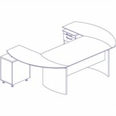 Mayline Napoli 72 Desk Set with Two Curved Single Pedestal Returns and Center Drawer