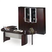 Mayline Napoli 7-Piece Desk Set with High Wall Cabinet and 2 Wardrobe Cabinets