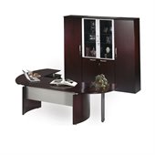Mayline Napoli 72 Desk with 2 Curved Returns, High Wall Cabinet and 2 Wardrobe Cabinets