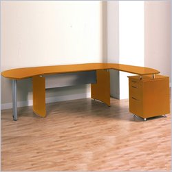 Mayline Napoli Wood 72 Curved L-Shaped Desk Set-Sierra Cherry