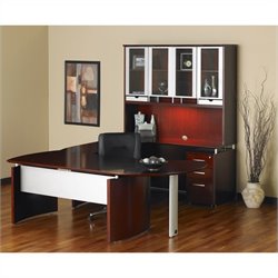 Mayline Napoli 72 Wood Right Hand U-Shaped Desk-Mahogany