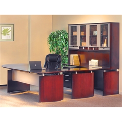 Mayline Napoli 72 Wood Left Hand U-Shaped Desk-Golden Cherry