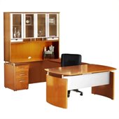 Mayline Napoli 63 Desk Set with Center Drawer, Bridge, Credenza, Hutch, Pedestal and Trays
