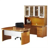Mayline Napoli 63 Desk, Center Drawer, Right-Hand Bridge, Credenza, Hutch, Pedestal and Trays