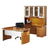 Mayline Napoli 72 Desk Set with Center Drawer, Bridge, Credenza, Hutch, Pedestal and Trays
