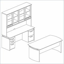 Mayline Napoli 72 Desk Set with Right Curved Single Pedestal Return
