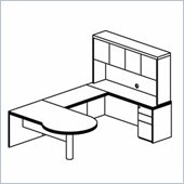 Mayline Luminary 72 Left P-Shaped Desk, Hutch, Credenza, 42 Bridge and Box-Box-File Pedestal