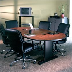 Mayline CSII Boat Shaped 8' Narrow Conference Table with Trestle Base-Nebula Gray