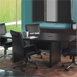 Mayline Aberdeen Boat Shaped Conference Table with Slab Base in Mocha