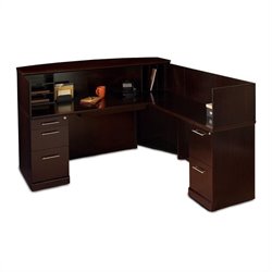 Mayline Sorrento Reception Desk with Veneer Counter and Right Return-Bourbon Cherry