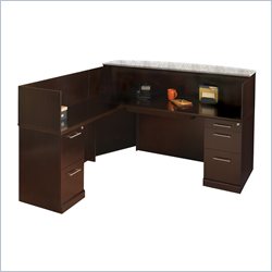 Mayline Sorrento Reception Desk Set with Marble Counter, Left Return and 2 Organizers