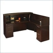 Mayline Sorrento Reception Desk Set with Marble Counter, Right Return and 2 Organizers