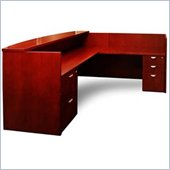 Mayline Mira Double Pedestal Reception Station with Return and Glass Counter