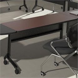 Mayline Flip-N-Go 24 x 60 Low Pressure Laminate T-Mold Table in Mahogany