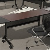 Mayline Flip-N-Go 24 x 72 Low Pressure Laminate T-Mold Table in Mahogany
