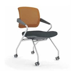 Mayline Valore Mid-Back Chair in Black and Orange (Set of 2)
