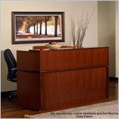 Mayline Stella 72 x 30 Desk with Reception Counter, Mobile Pedestal, Center Drawer, Return, and Reception Screen in Toffee