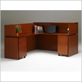 Mayline Stella 72 x 30 Desk with Reception Counter, 2 Mobile Pedestals, Center Drawer, Return, and Reception Screen in Toffee