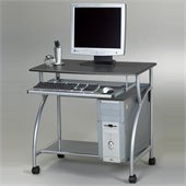 Mayline Eastwinds Argo Mobile Metal Computer Desk with Leather Pivot Arm Chair