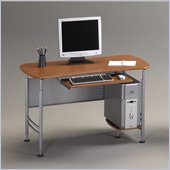 Mayline Eastwinds Santos Small Metal Computer Desk with Wood-Leather Office Chair