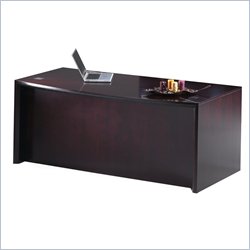 Mayline Corsica Bow Front Wood Computer Desk in Mahogany Finish