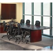 Mayline Napoli Curved End Conference Table in Mahogany Finish