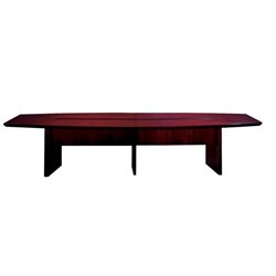 Mayline Corsica Boat Shape Conference Table with Slab Base in Mahogany-168 x 54