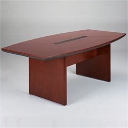 Mayline Corsica Boat Shaped 7' Conference Table with Slab Base-Sierra Cherry on Cherry Veneer