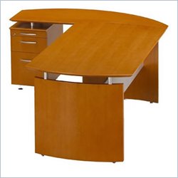 Mayline Napoli L-Shape 72 Wood Computer Desk with Left Return and Filing Cabinet