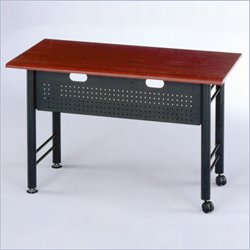 Mayline Conclave 72in x 18in Meeting Table w/  Legs and Modesty Panels in Black