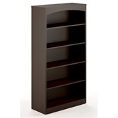 Mayline Brighton 5 Shelf Bookcase (1 fixed shelf) in Mocha